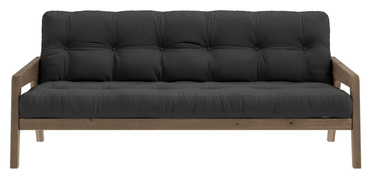 Grab Sofa bed, Brown lacquered pine, Dark Gray