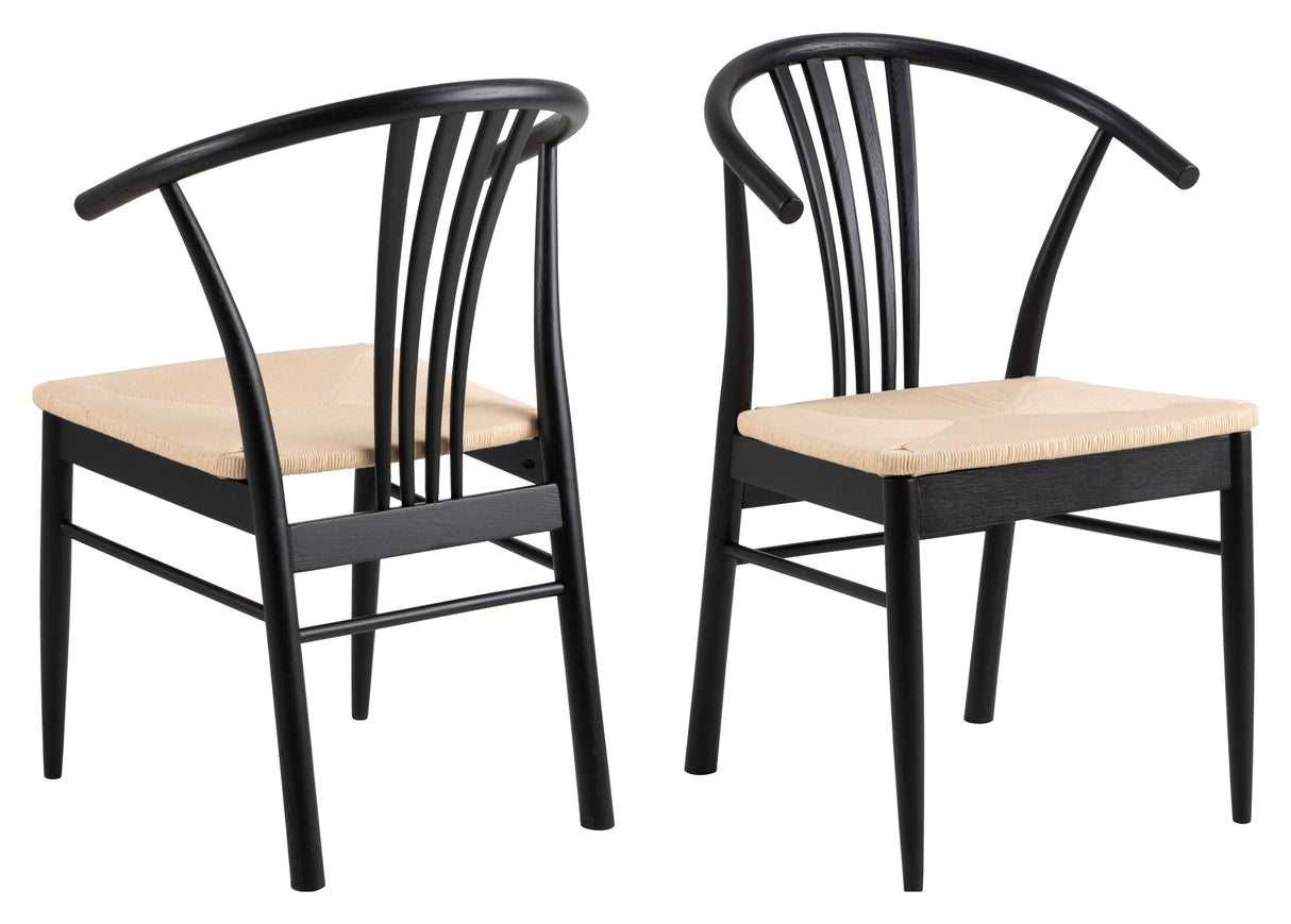 York, dining chair w/armrests - black/rattan