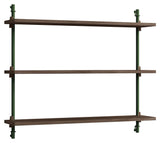 Wall Shelving, 1 bay, 3 shelves, H:65, Smoked Oak/Green