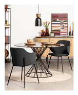 Niut Dining Table Ø120, Black Glass