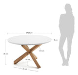 Lotus Dining table, White, Solid oak, Ø120