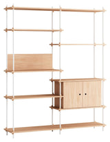 Shelving System w. cabinet, 2 bays, 8 shelves, H:200, Oak/White