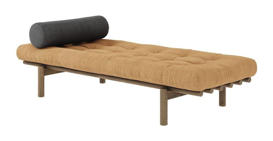 Next Daybed Sofa bed, Brown lacquered pine, Brown velvet