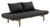 Pace Daybed Sofa bed, Brown lacquered pine, Dark Gray