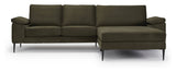 Nabbe 3-pers. Sofa with chaise longue, right, green fabric