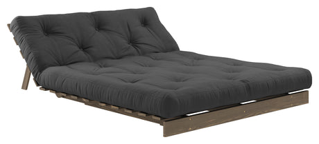 Roots 140 Sofa bed, Brown lacquered pine, Dark Gray