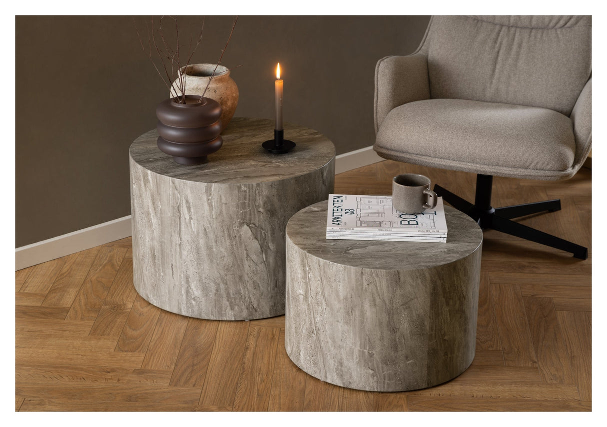 Dice, coffee table set Ø5 gray marble