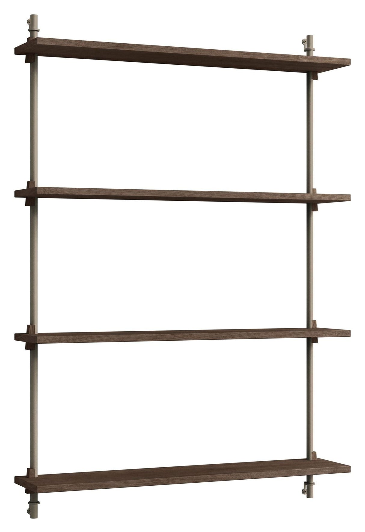 Wall Shelving, 1 bay, 4 shelves, H:115, Smoked Oak/Gray