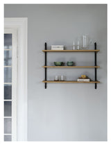 Wall Shelving, 1 bay, 3 shelves, H:65, Oak/Black