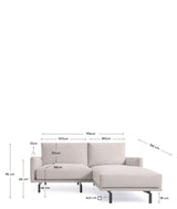 Galene 3-pers. Sofa with right-facing chaise longue, B194, Beige chenille