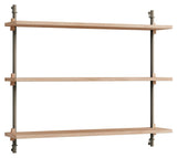 Wall Shelving, 1 bay, 3 shelves, H:65, Oak/Gray