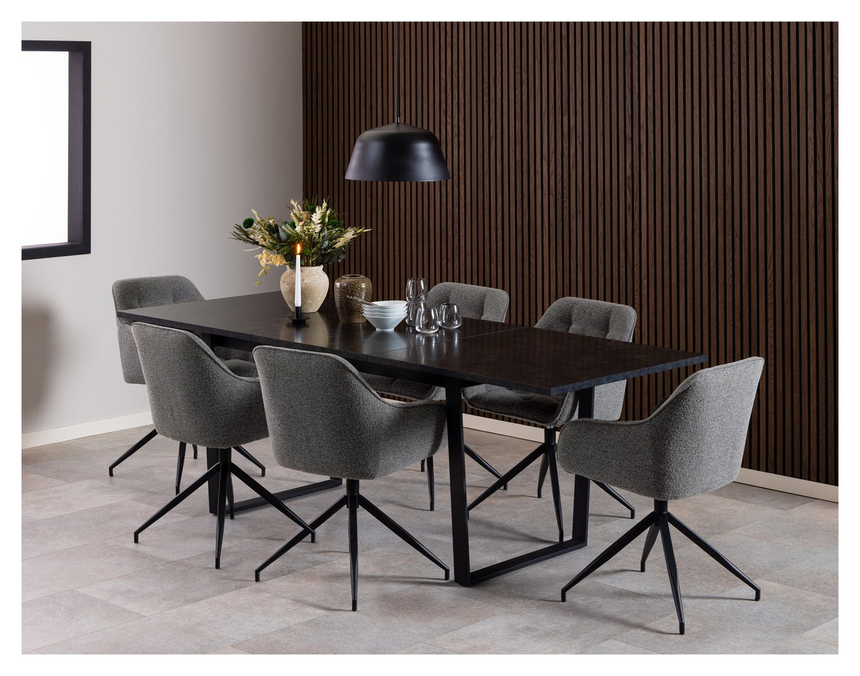 Amble, dining table 160/220cm- black marble