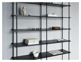 Shelving System, 2 bays, 12 shelves, H:200, Black/black