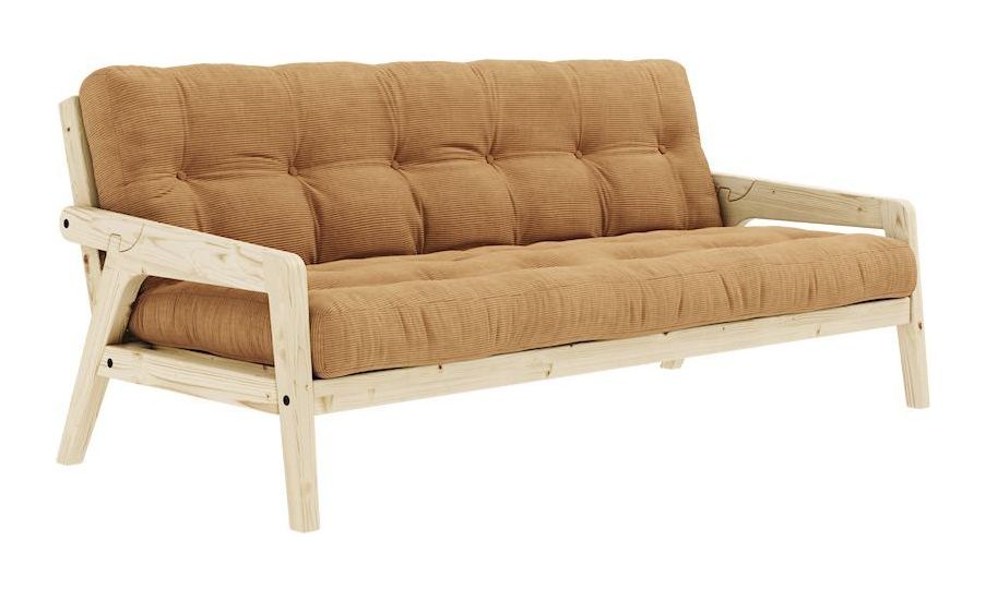 Grab Sofa Bed, Lacquered Pine, Brown Velvet