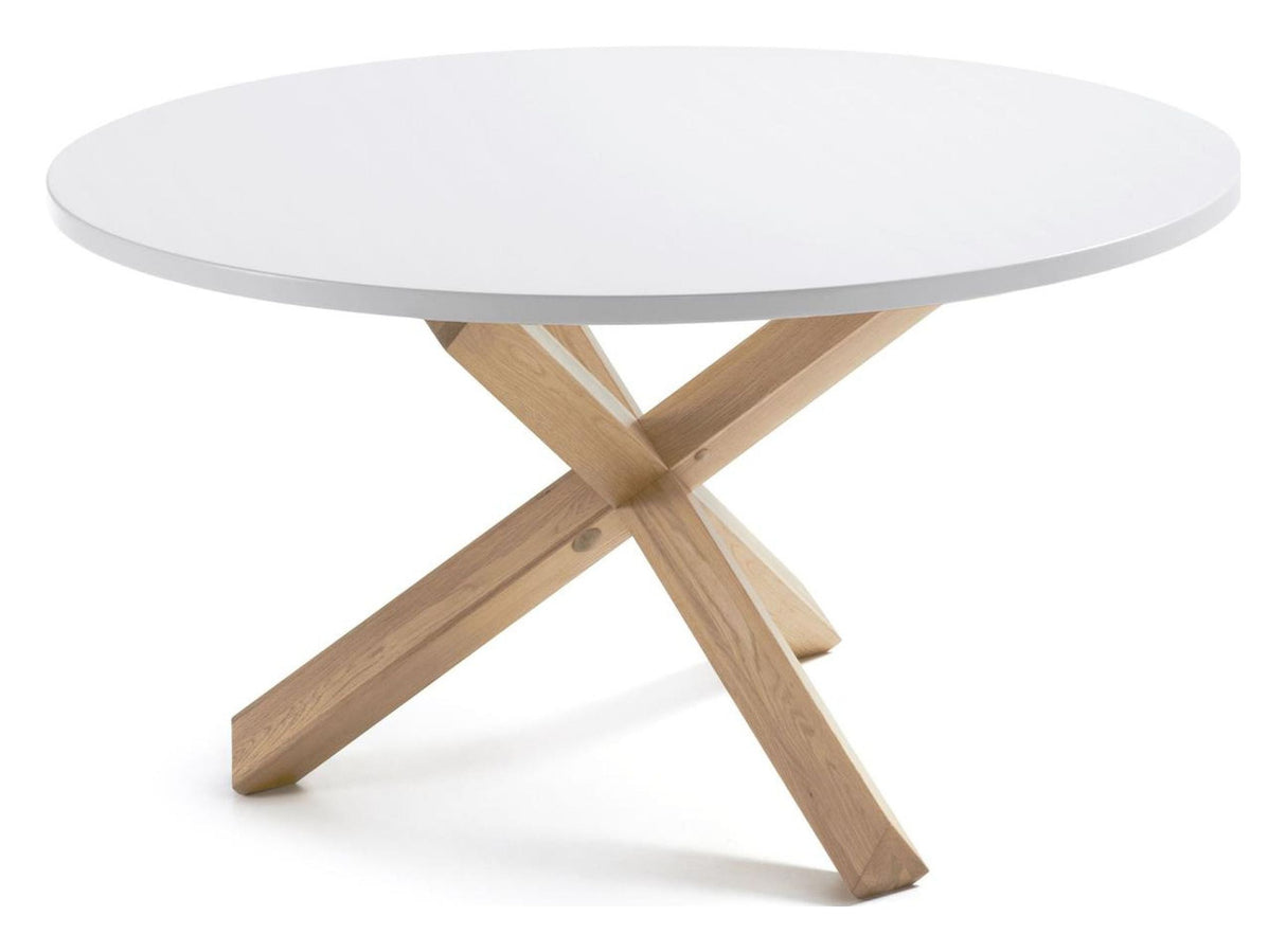 Lotus Dining table, White, Solid oak, Ø120