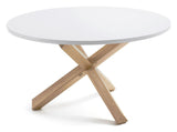 Lotus Dining table, White, Solid oak, Ø120