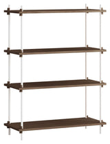 Shelving System, 1 bay, 4 shelves, H:115, Smoked Oak/White