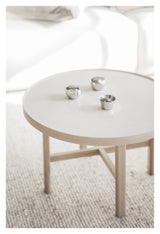 Marsden, coffee table Ø60 - beige ceramic/light oak