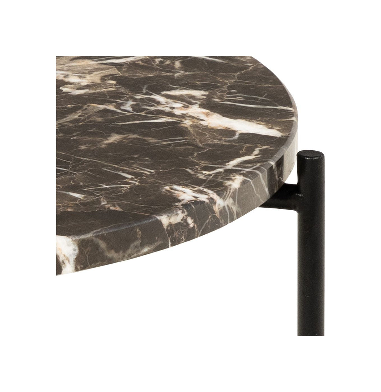 Avila Side table in polished Brown Emperador marble, Ø42