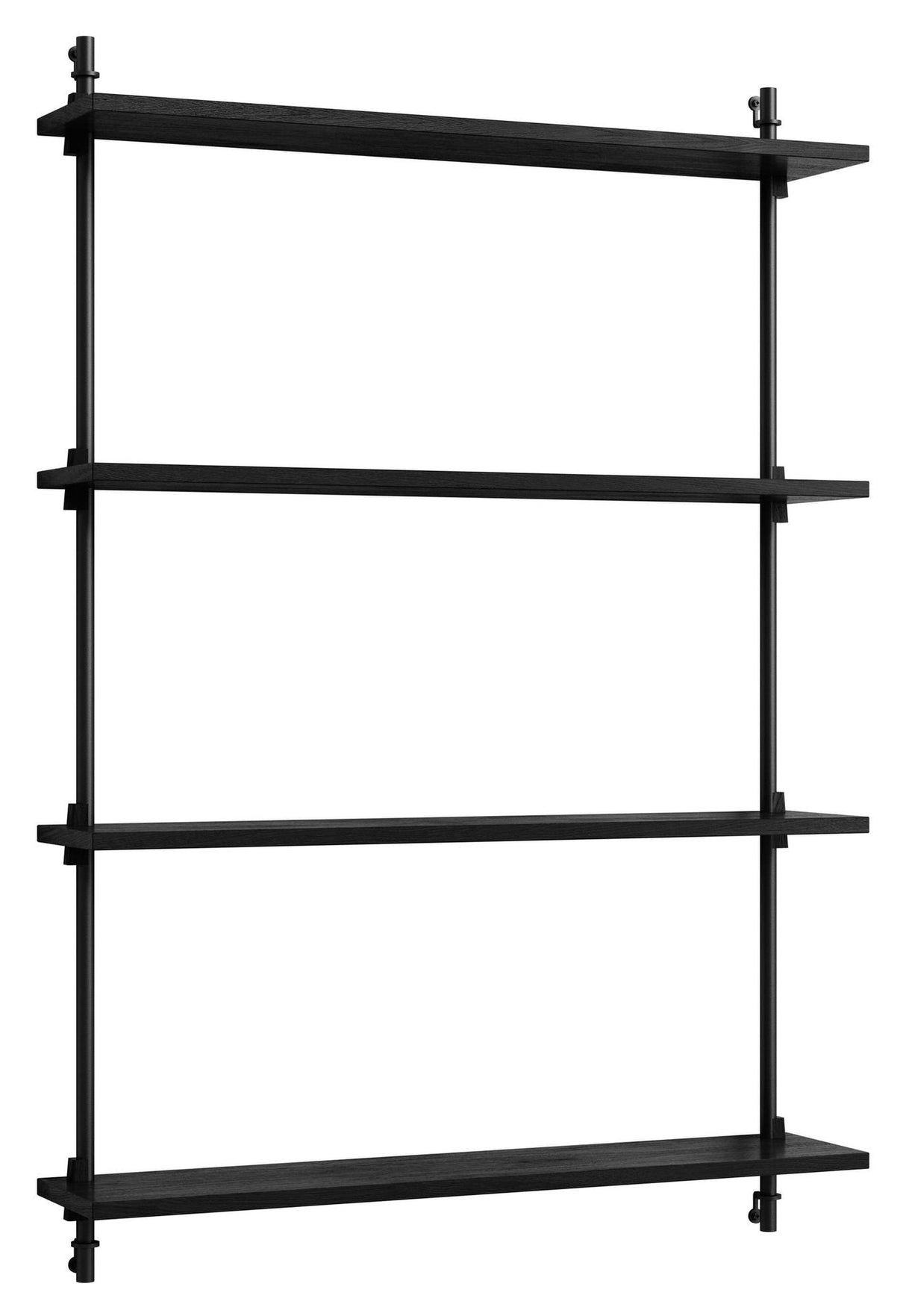 Wall Shelving, 1 bay, 4 shelves, H:115, Black/black