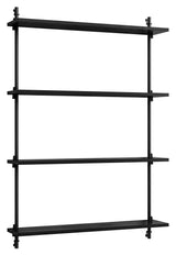 Wall Shelving, 1 bay, 4 shelves, H:115, Black/black