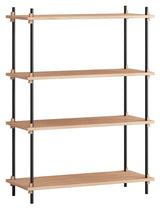 Shelving System, 1 bay, 4 shelves, H:115, Oak/Black