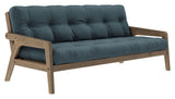 Grab Sofa bed, Brown lacquered pine, Petrol Blue