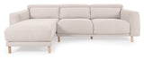 Singa 3-pers. Sofa with left-facing chaise longue, White Chenille