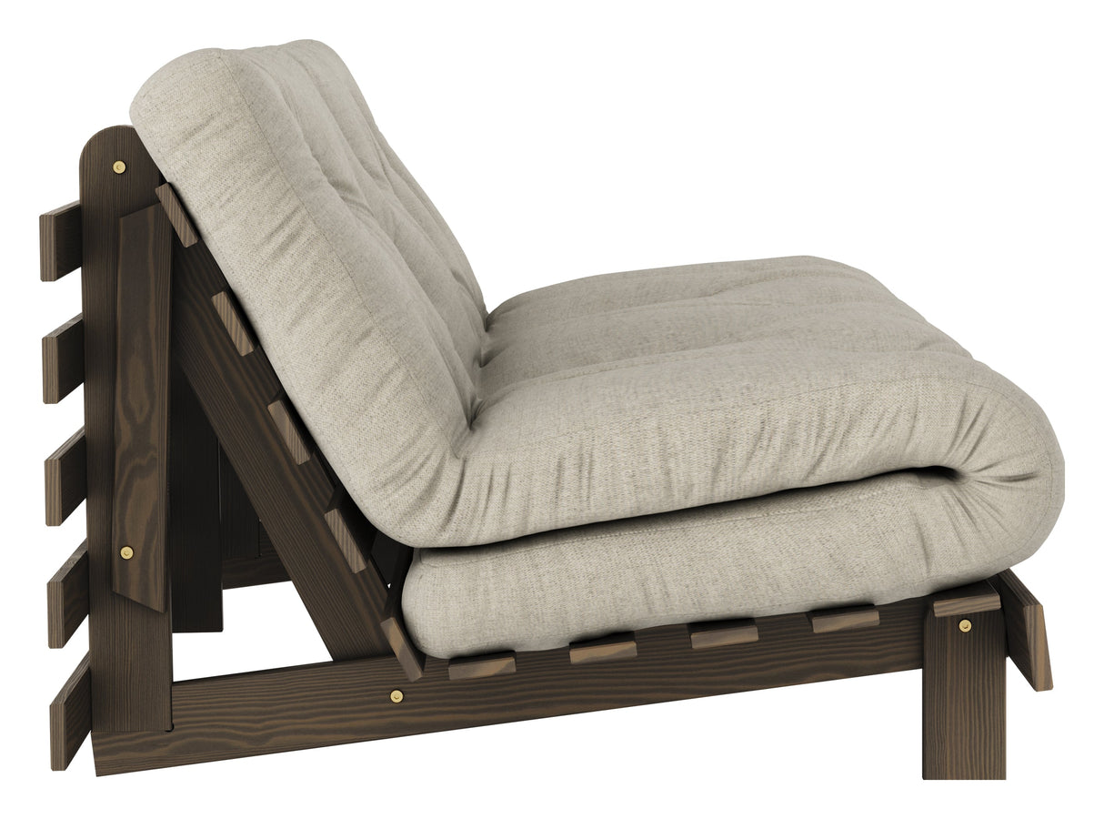 Roots 160 Sofa bed, Brown lacquered pine, Linen