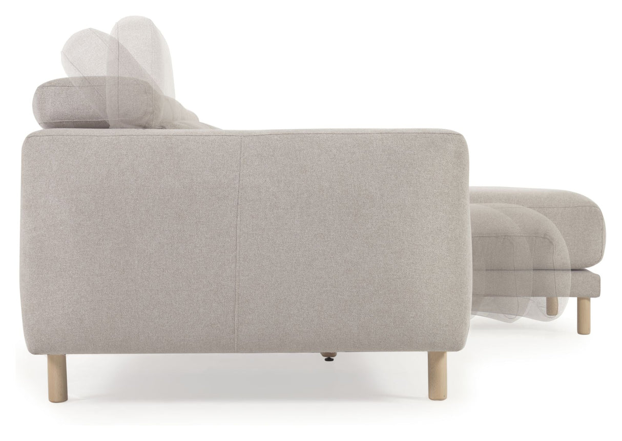 Singa 3-pers. Sofa with right-facing chaise longue, Beige Chenille