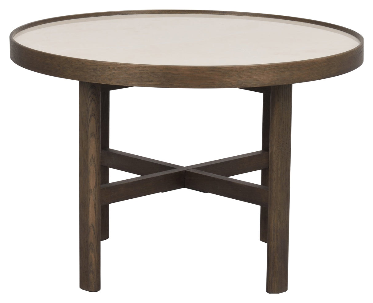 Marsden, coffee table Ø60 - beige ceramic/brown oak