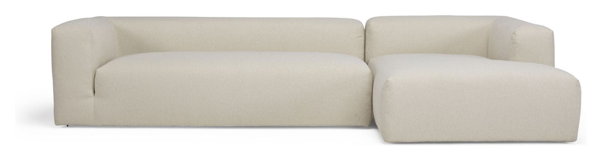 Kornum Sofa with chaise longue right, Offwhite Bouclé