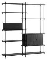 Shelving System w. cabinet, 2 bay, 8 shelves, H:200, Black/black