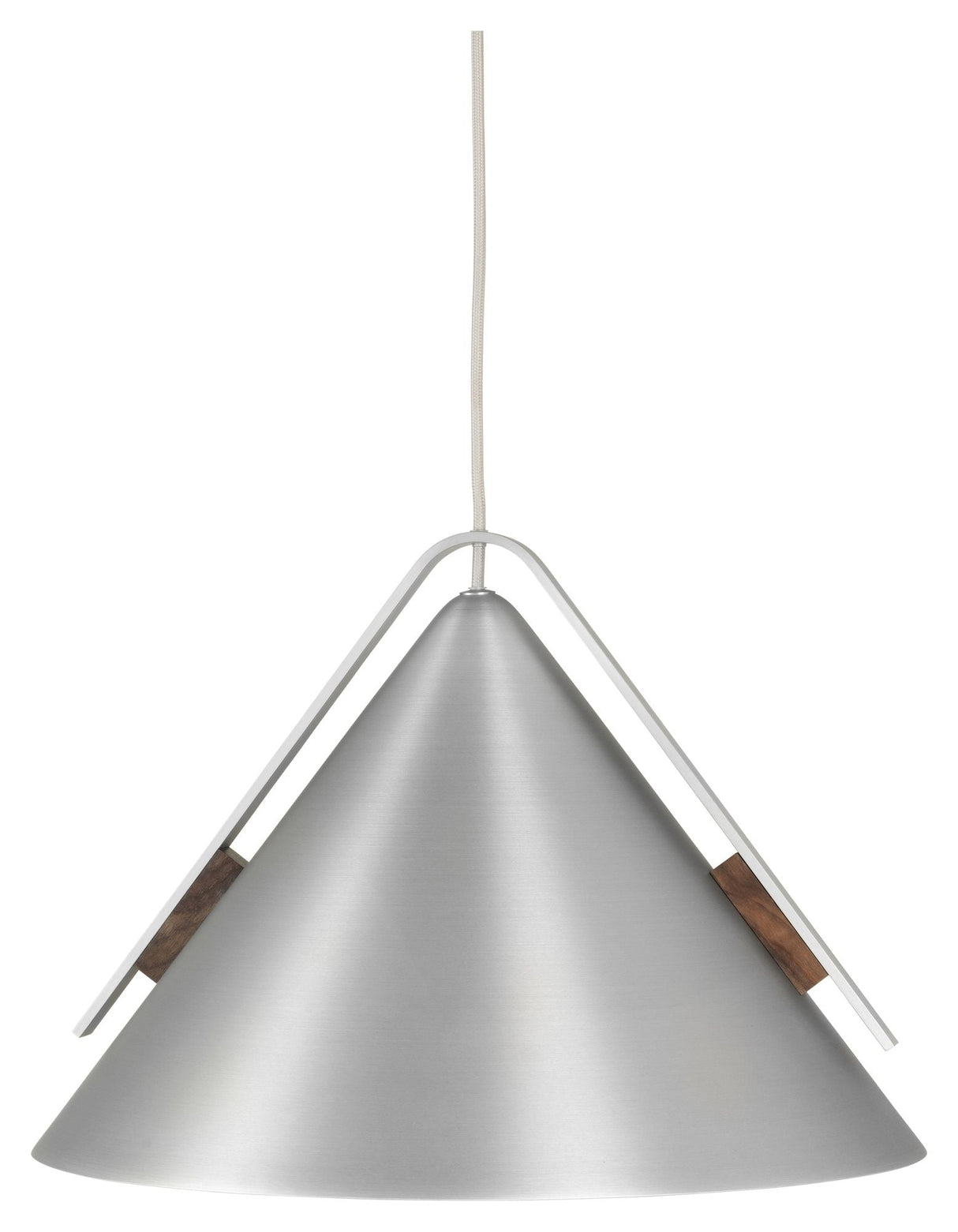 Cone Pendant luminaire L, brushed aluminum/walnut