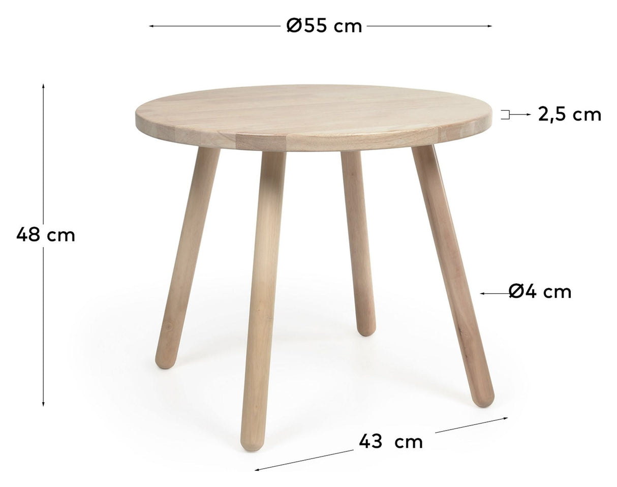 Round Dilcia Children's table - Solid rubber wood, Ø55