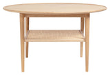 Athene Coffee table 02 m. rattan shelf Ø90, Oiled oak