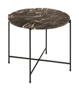 Avila Side table in polished Brown Emperador marble, Ø52