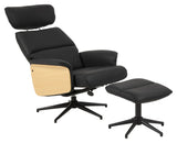 Alura Armchair with footstool, Black Leatherette