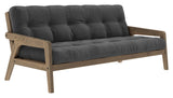 Grab Sofa bed, Brown lacquered pine, Dark Gray Velvet