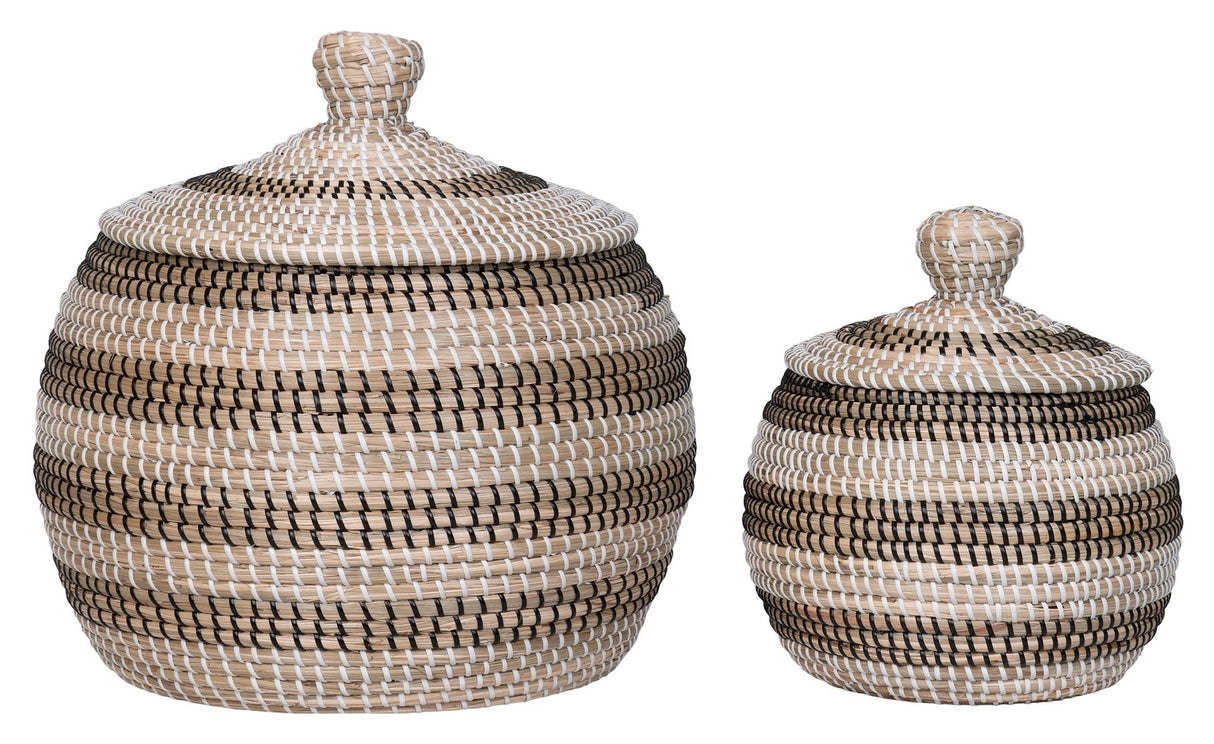 Ipoh, Basket set of 2, nature/white/black