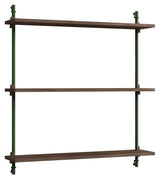 Wall Shelving, 1 bay, 3 shelves, H:85, Smoked Oak/Green