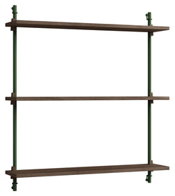 Wall Shelving, 1 bay, 3 shelves, H:85, Smoked Oak/Green