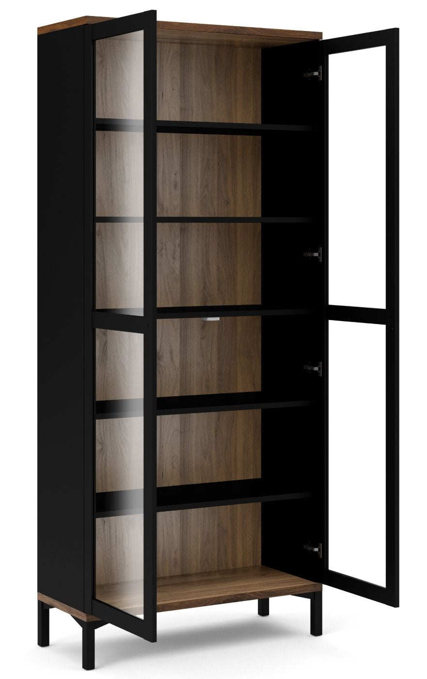 Roomers Vitrineskab w. 2 doors - Black/Walnut