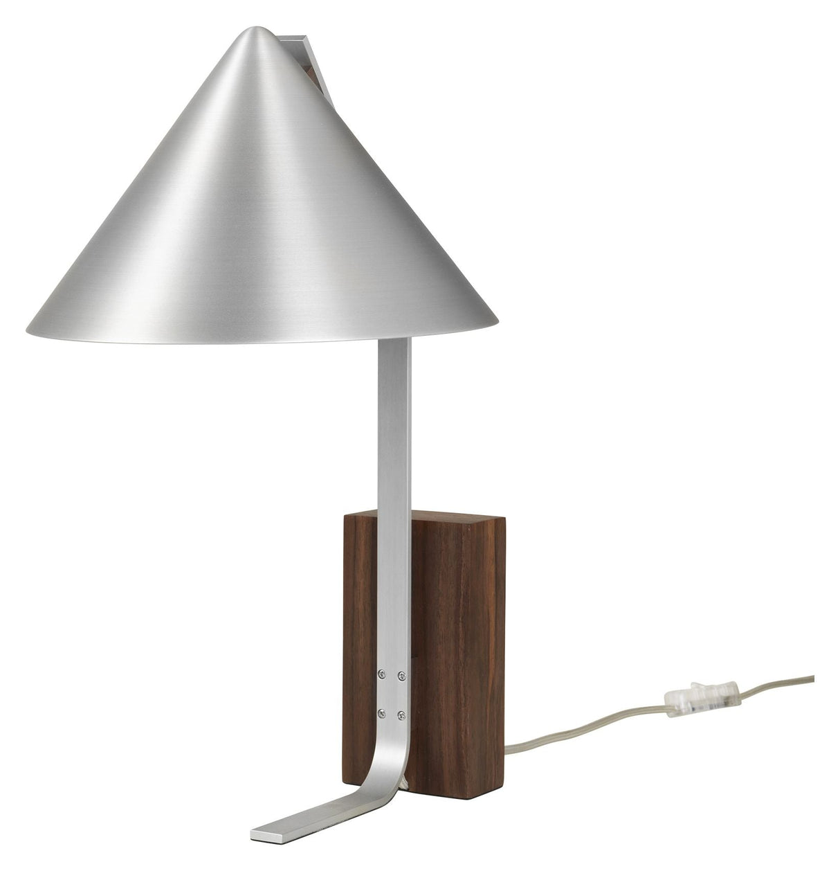 Cone Table Lamp, Brushed Aluminum/Walnut