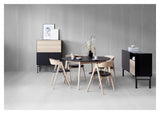 Meza Round Dining Table Ø135, Black/Oak legs