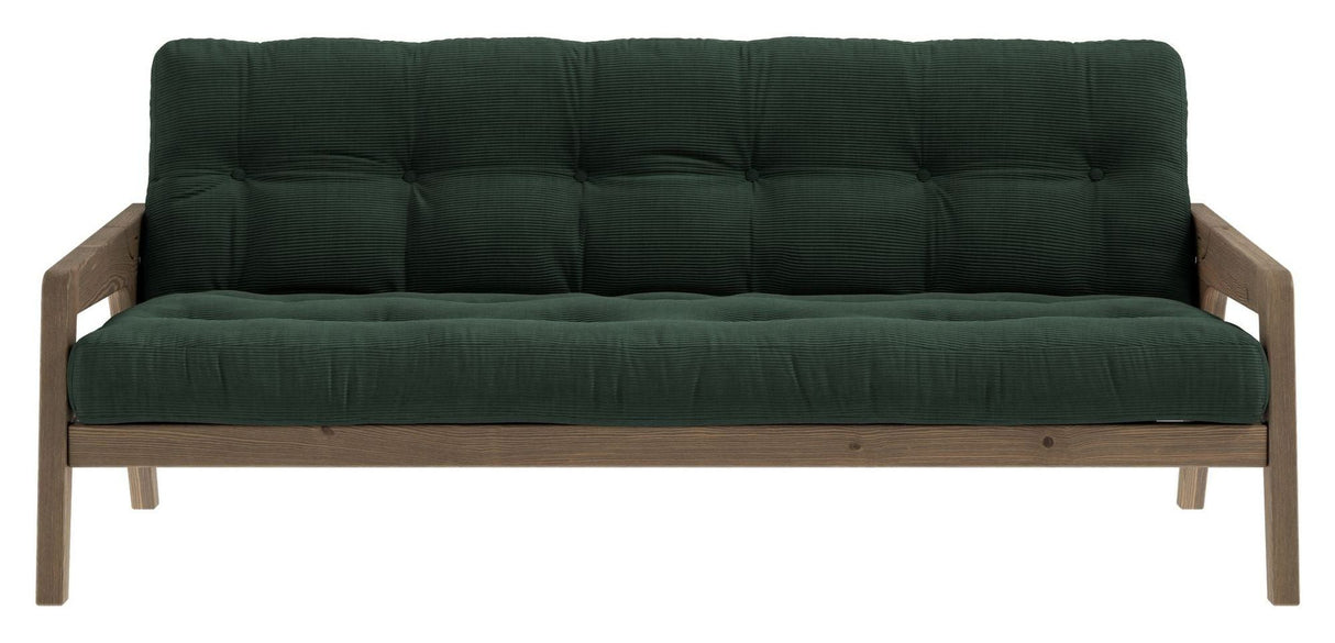 Grab Sofa bed, Brown lacquered pine, Seaweed velvet