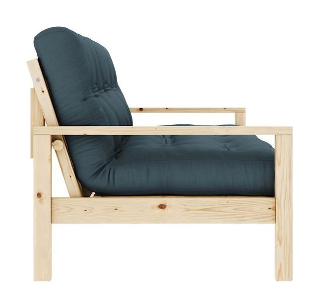 Knob Sofa bed, Lacquered Pine, Petrol Blue