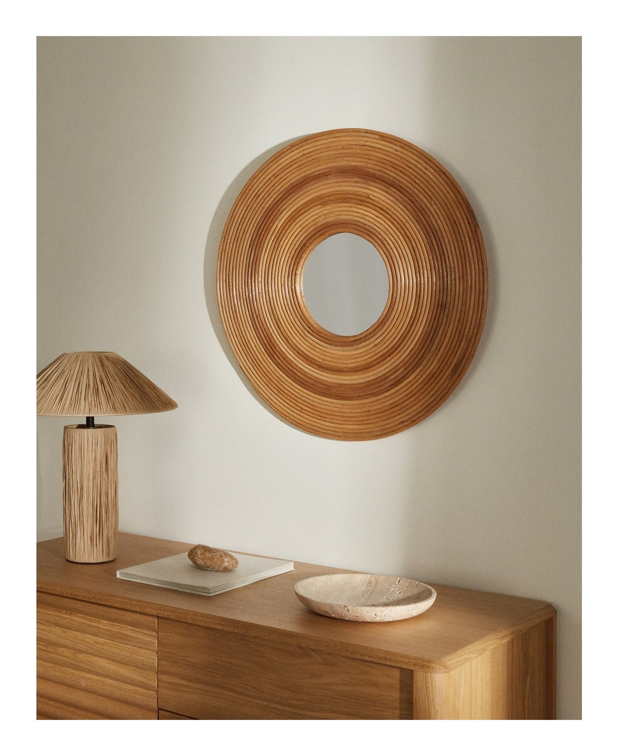 Nalea Mirror, Rattan, Ø60