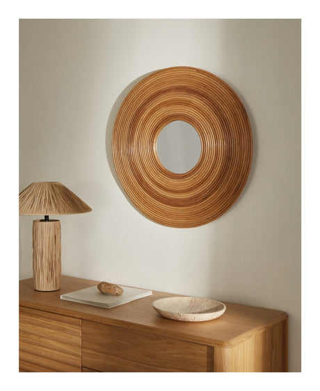 Nalea Mirror, Rattan, Ø60