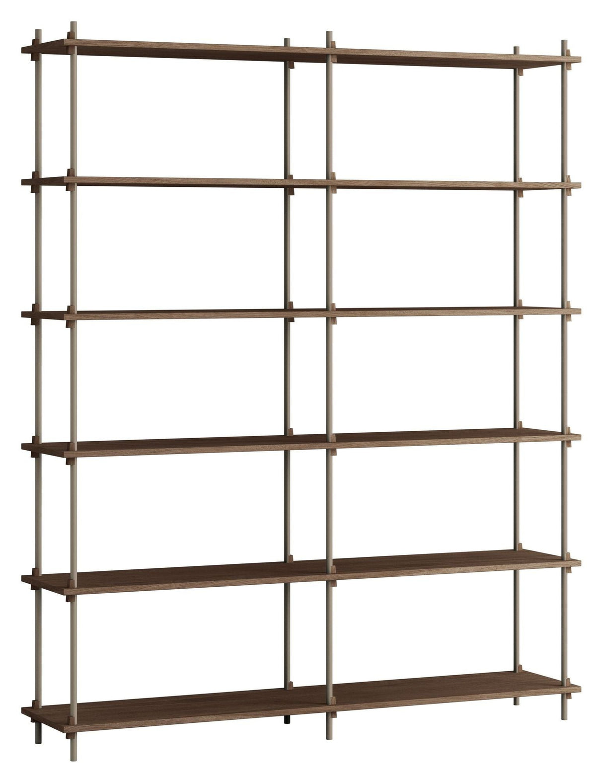 Shelving System, 2 bays, 12 shelves, H:200, Smoked Oak/Gray